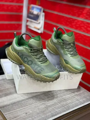 Lacoste L-Guard Brand Men's Leather Footwears or Shoes Green Coloured