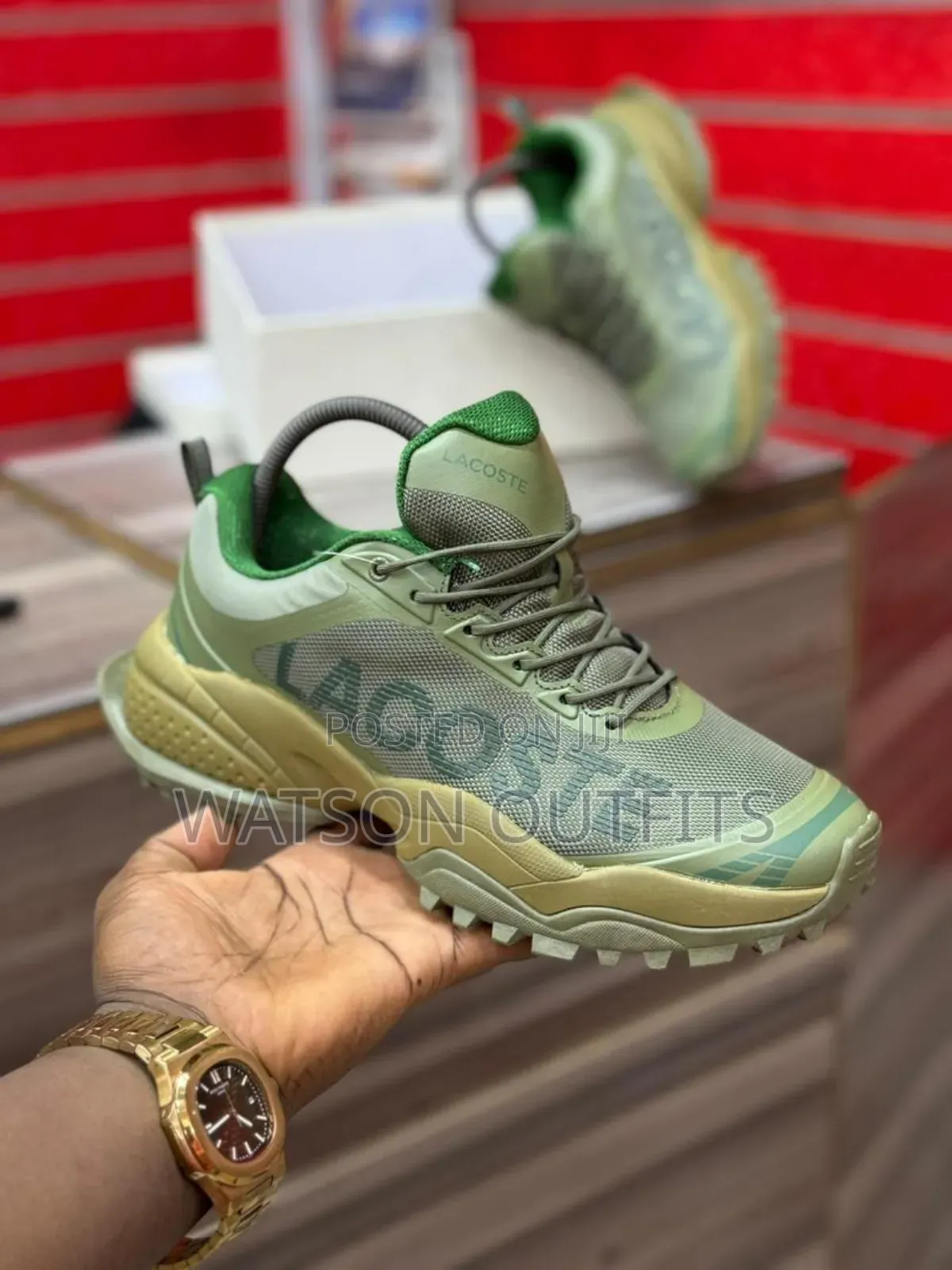 Lacoste L-Guard Brand Men's Leather Footwears or Shoes Green Coloured