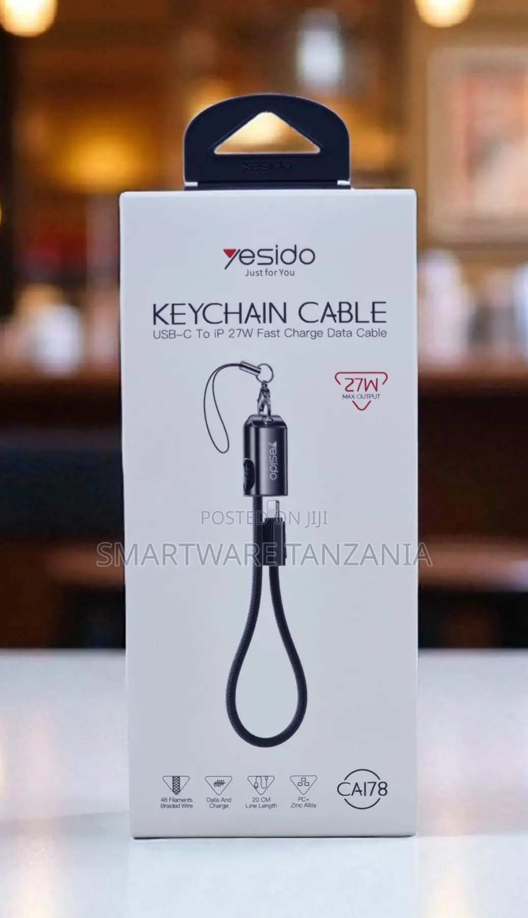 Yesido Ca178 Keychain Cable Usb-c To Lightning 27w 20cm Zinc