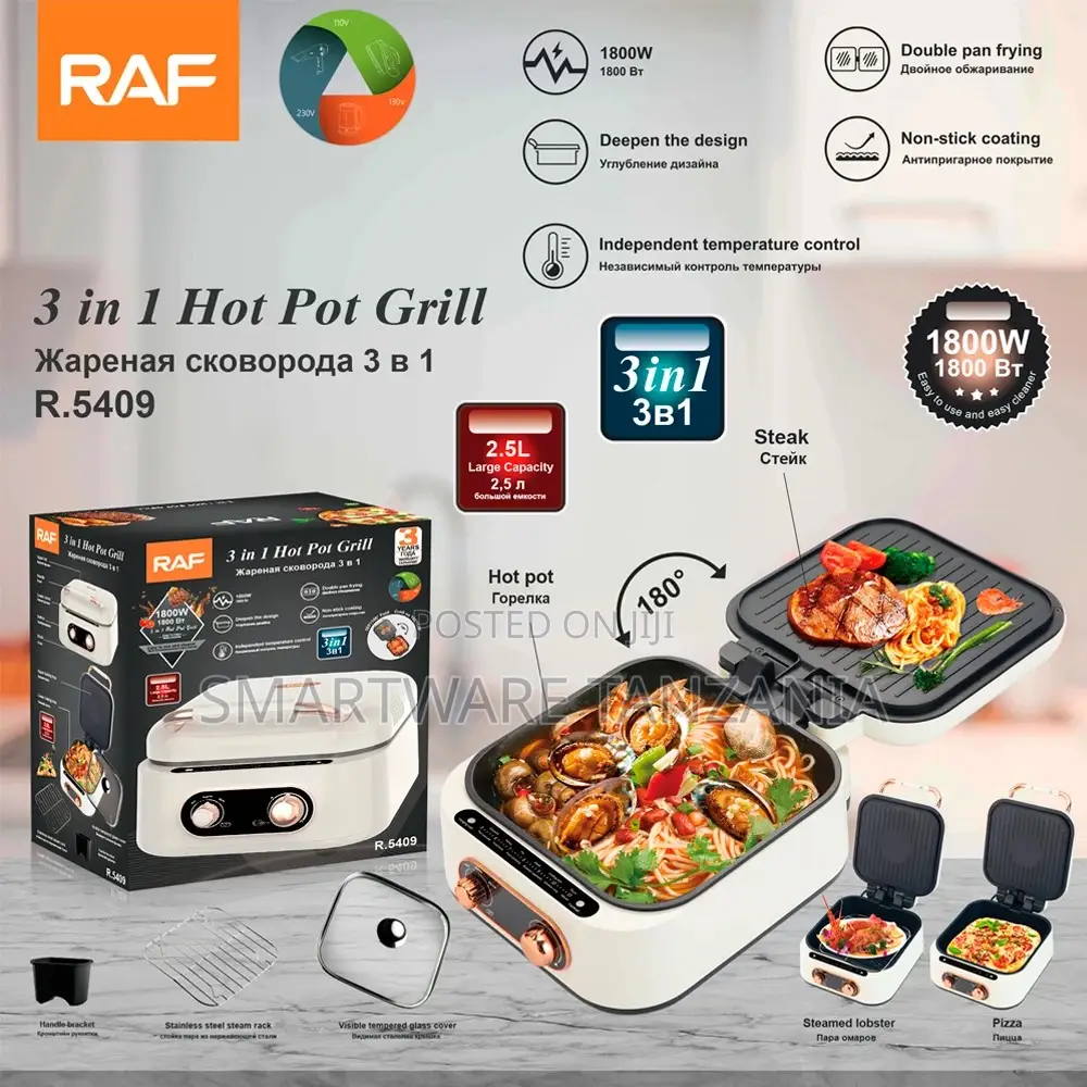 Raf R.5409 3-in-1 Electric Hot Pot Grill, 1800w, 2.5l