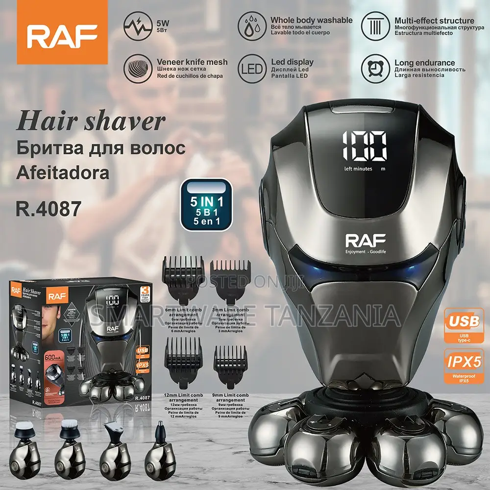 Raf R.4087 5-in-1 Hair Shaver Ipx5 Waterproof Led Display