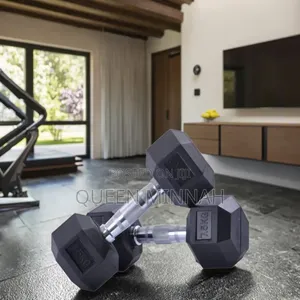 High Quality Free Weight Black Rubber Coated Hex Dumbell 7.5kg