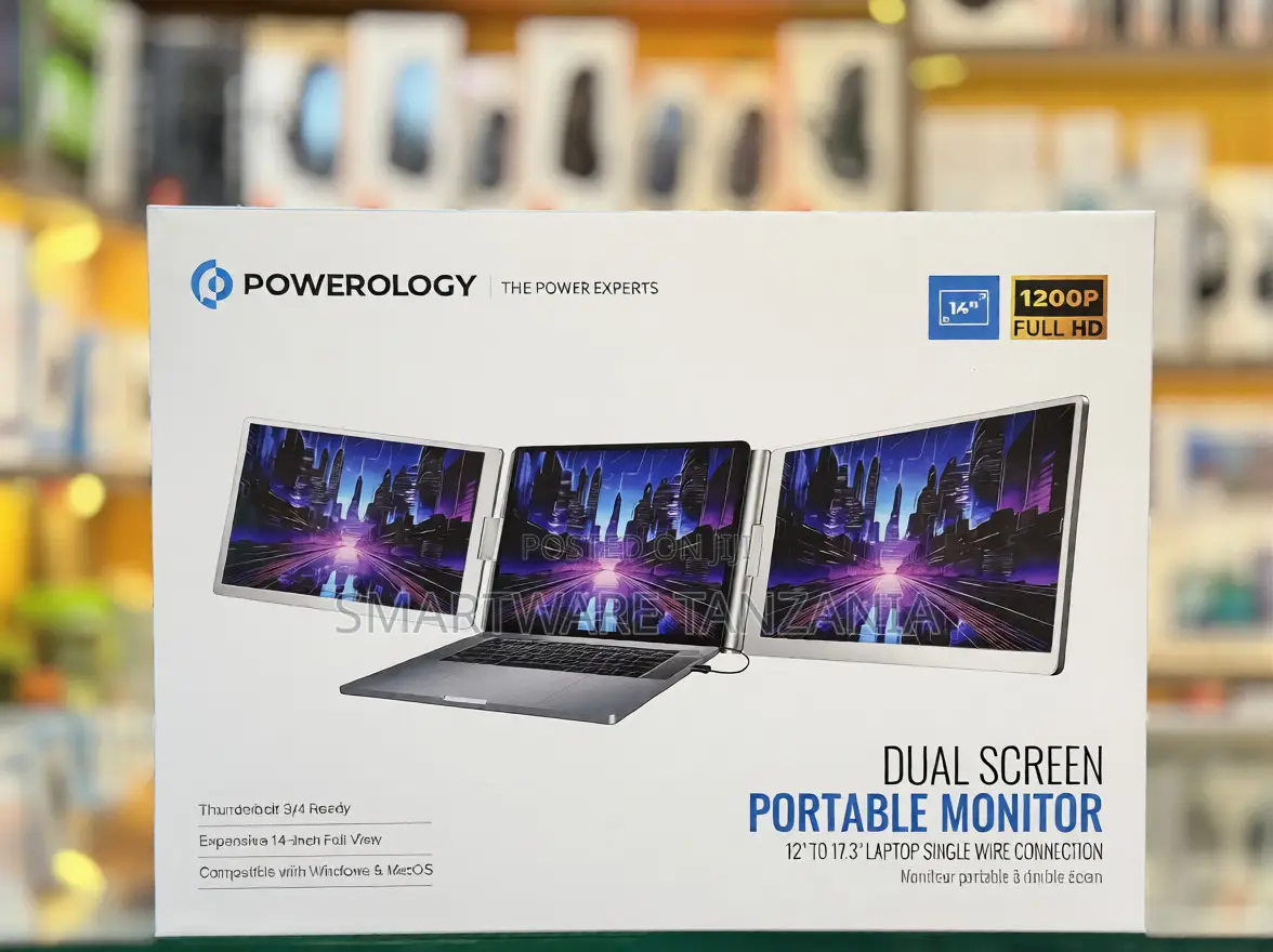Powerology 14-Inch Dual Screen Portable Monitor 1200p FHD