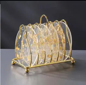 Luxury Coaster Set With a Gold Toned Stand