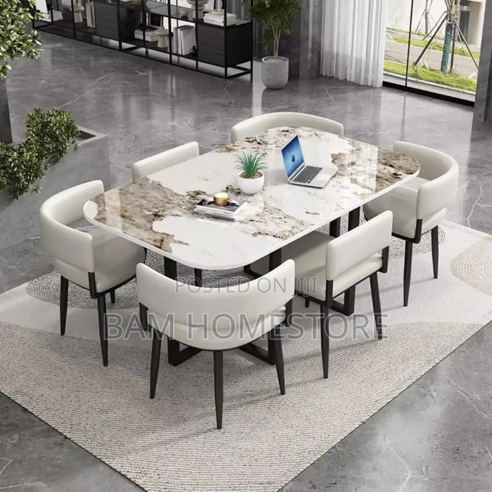 Luxury 6-Seater Dining Set - Meza Ya Chakula Ya Kisasa Na Viti Vizuri