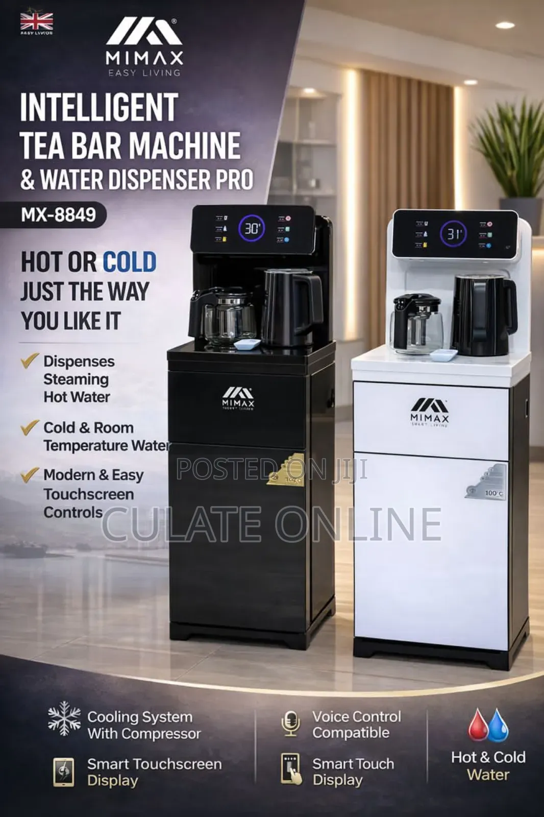 Mimax Intelligent Tea Bar Machine and Water Dispenser With Compressor