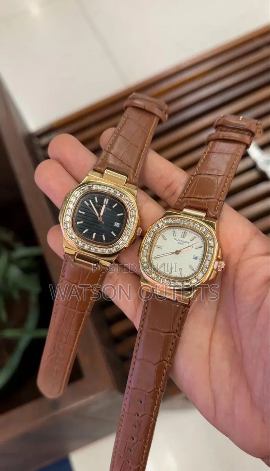 Men's Dual Watches Patek Philip Brand New Leather Straps