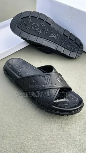 Hermes Prada Lv Versace Dior Men's Original Leather Sandals