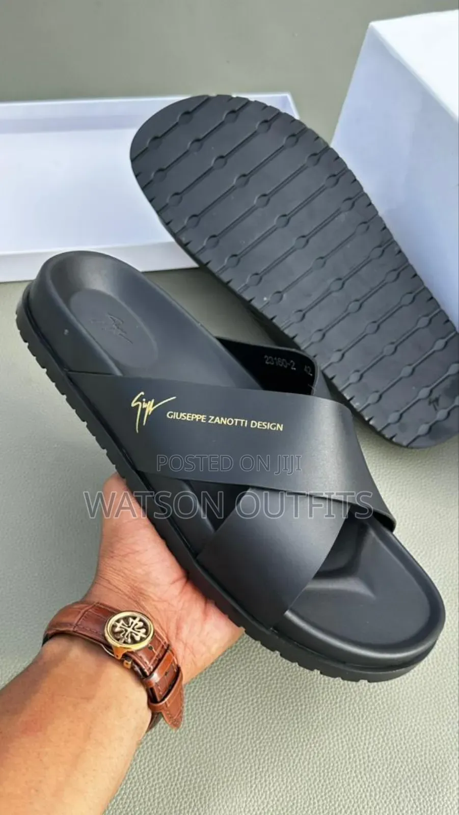 Hermes Prada Lv Versace Dior Men's Original Leather Sandals