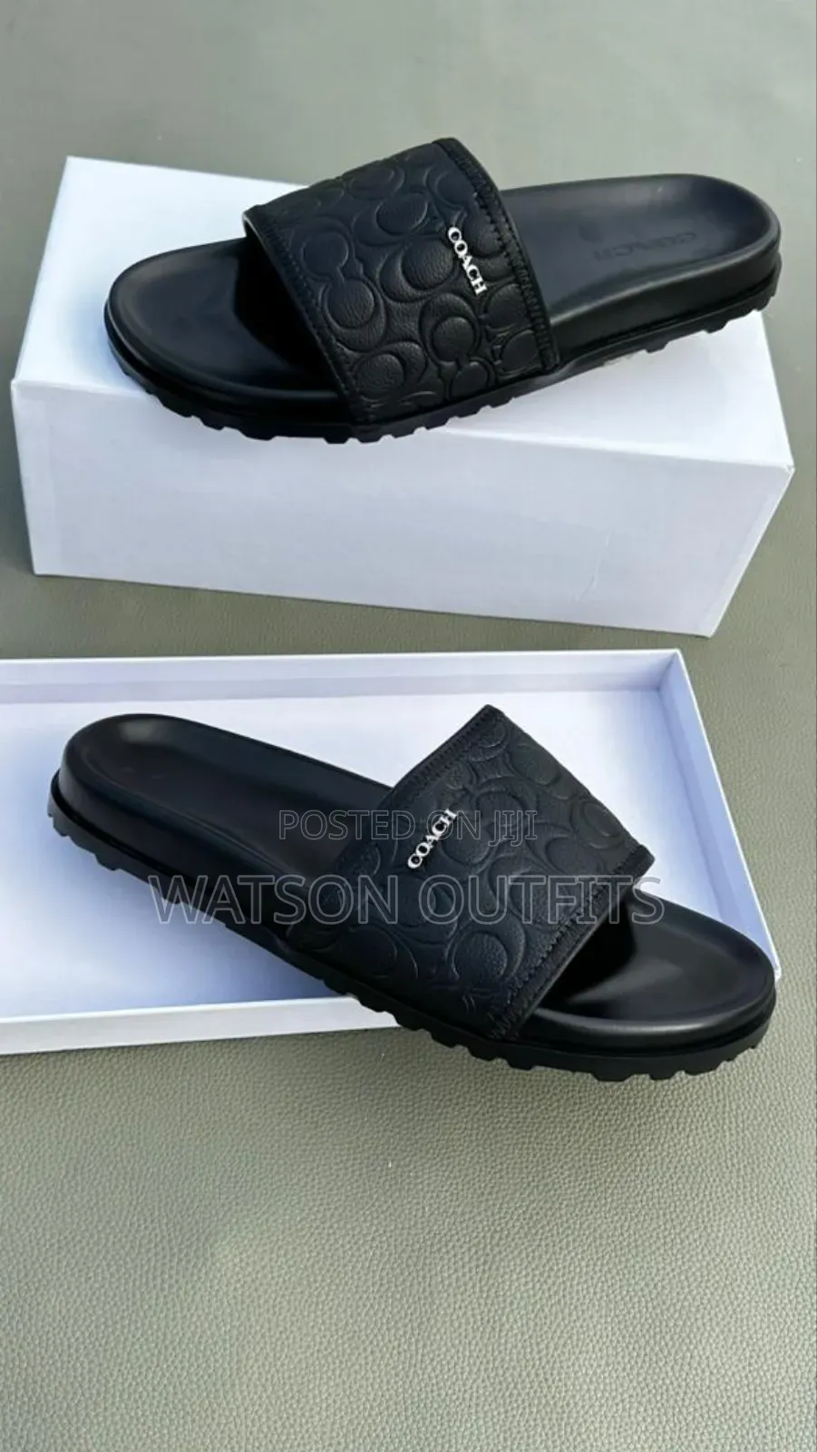 Hermes Prada Lv Versace Dior Men's Original Leather Sandals