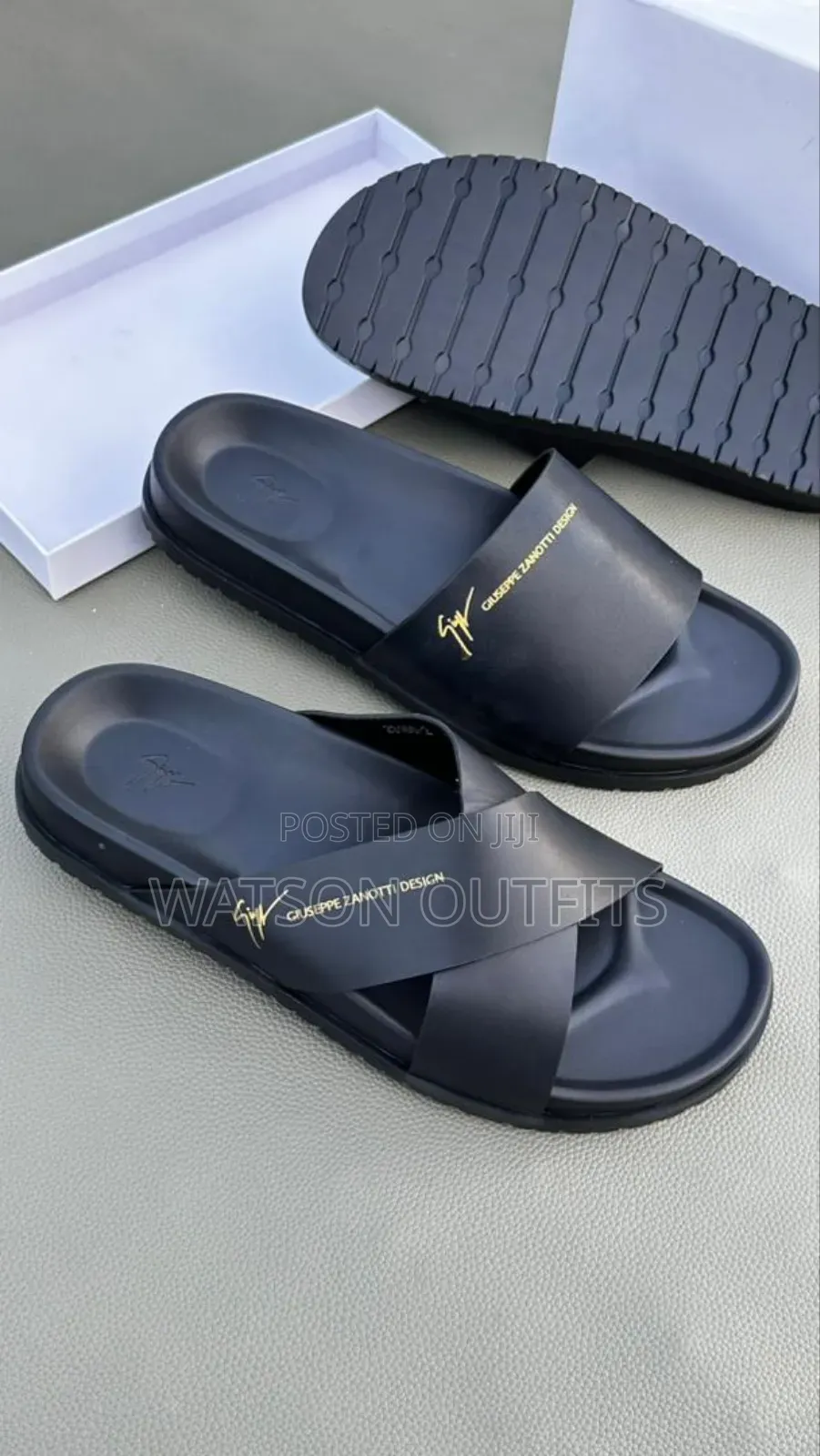 Hermes Prada Lv Versace Dior Men's Original Leather Sandals