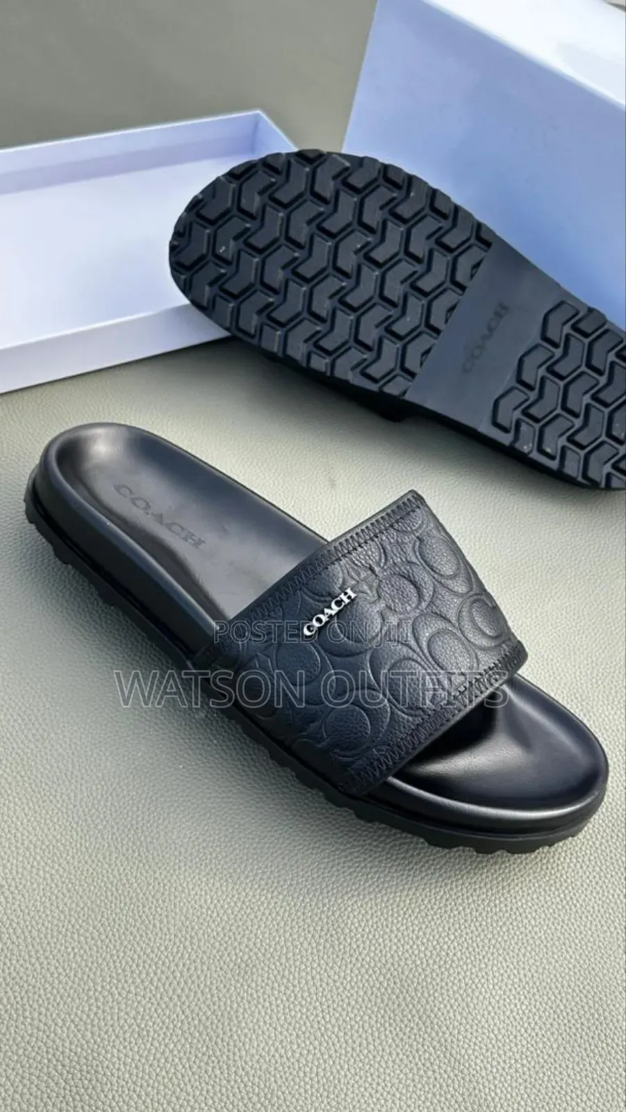 Hermes Prada Lv Versace Dior Men's Original Leather Sandals