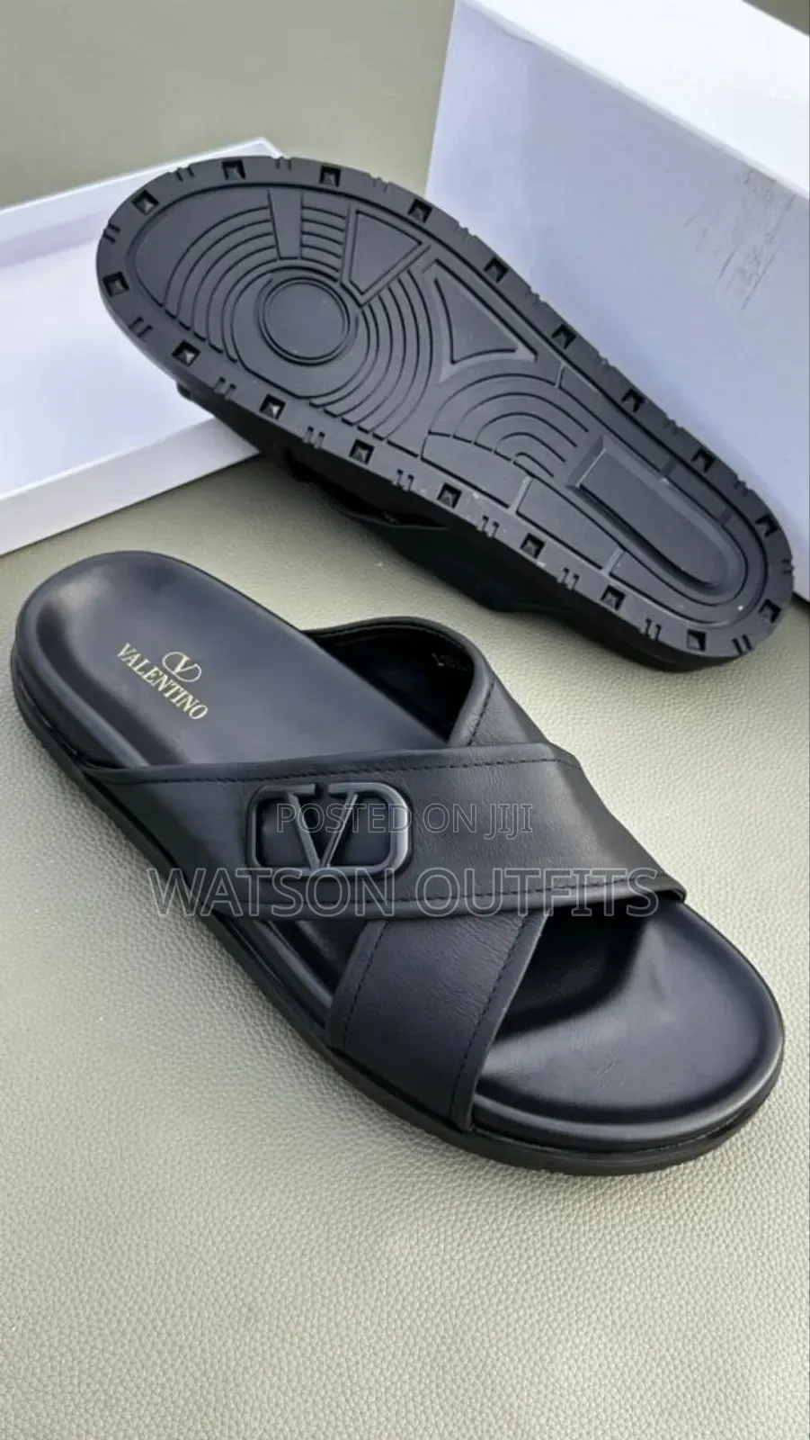 Hermes Prada Lv Versace Dior Men's Original Leather Sandals