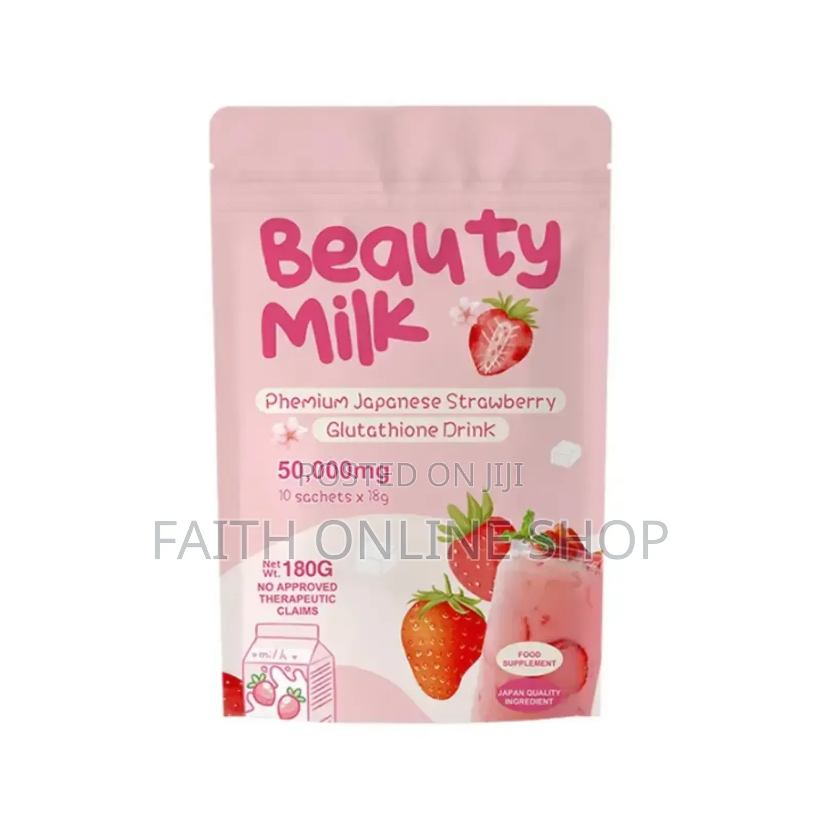 Beauty Milk Premium Japanese Strawberry Glutathione Drink 10sachet