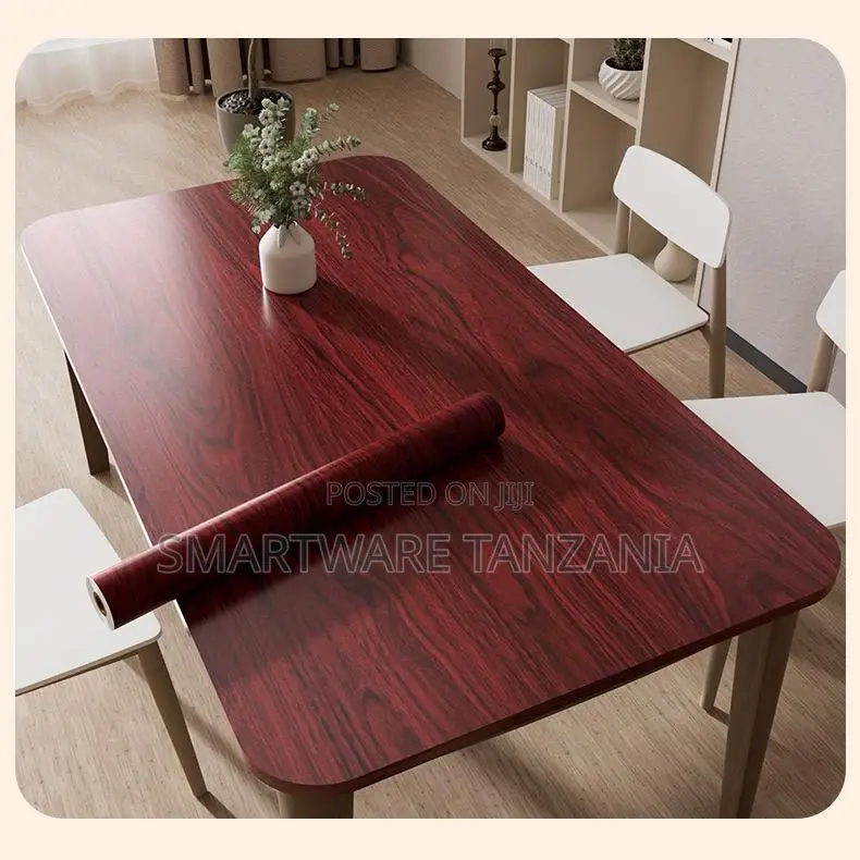 Deep Red Rosewood Grain Self-Adhesive Decorative Contact Paper