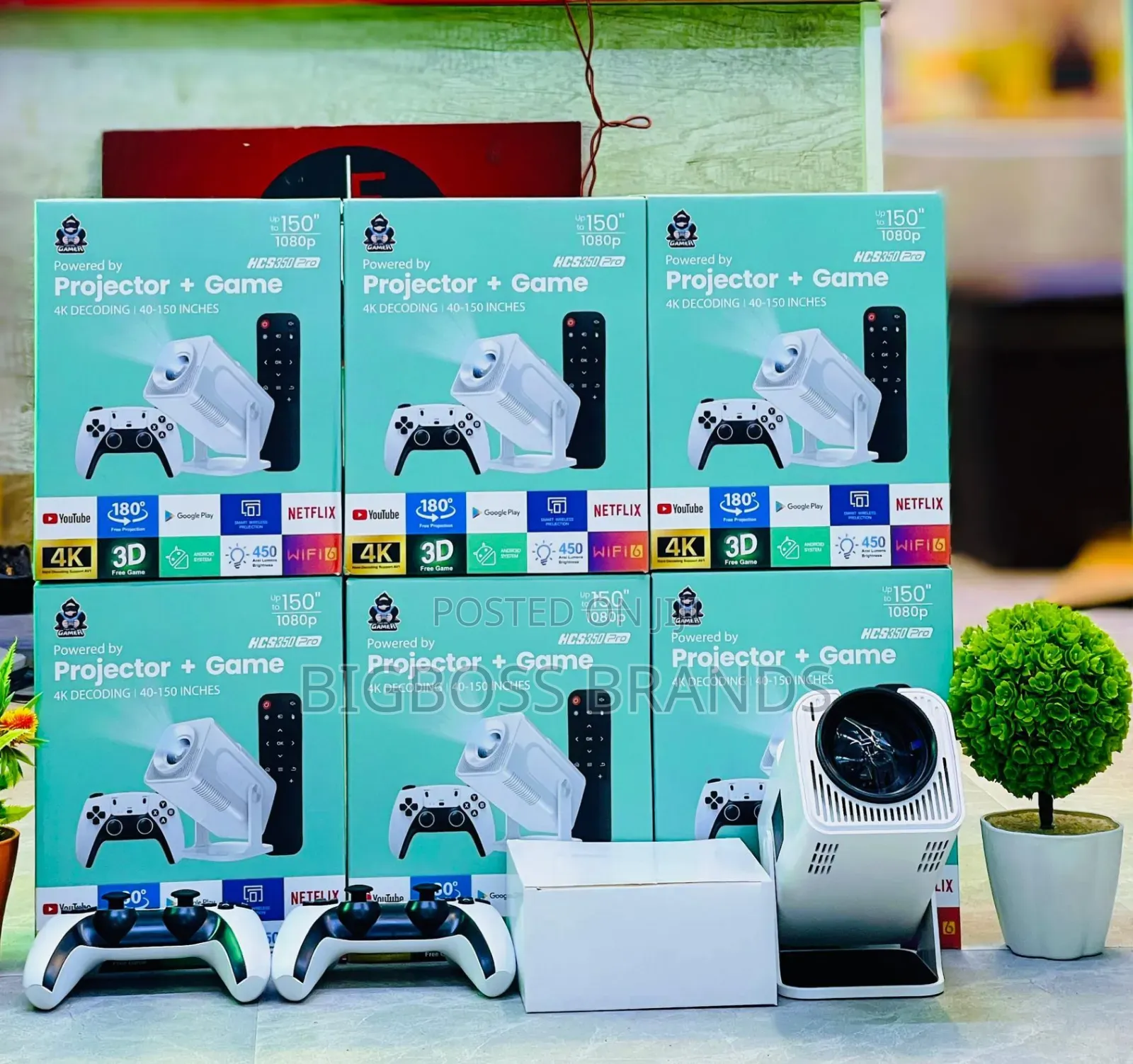 Projector +Games Inches 40-150 2 Game Pads  [Hcs350 Pro]