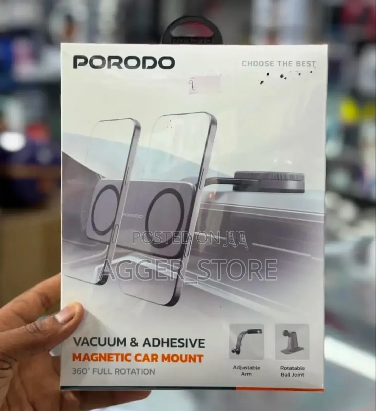 Porodo Vacuum Adhesive Magnetic Car Mount 360" Full Rotation