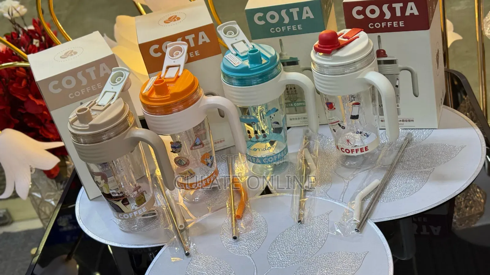 1ltr Costa Coffee Mug With Straw