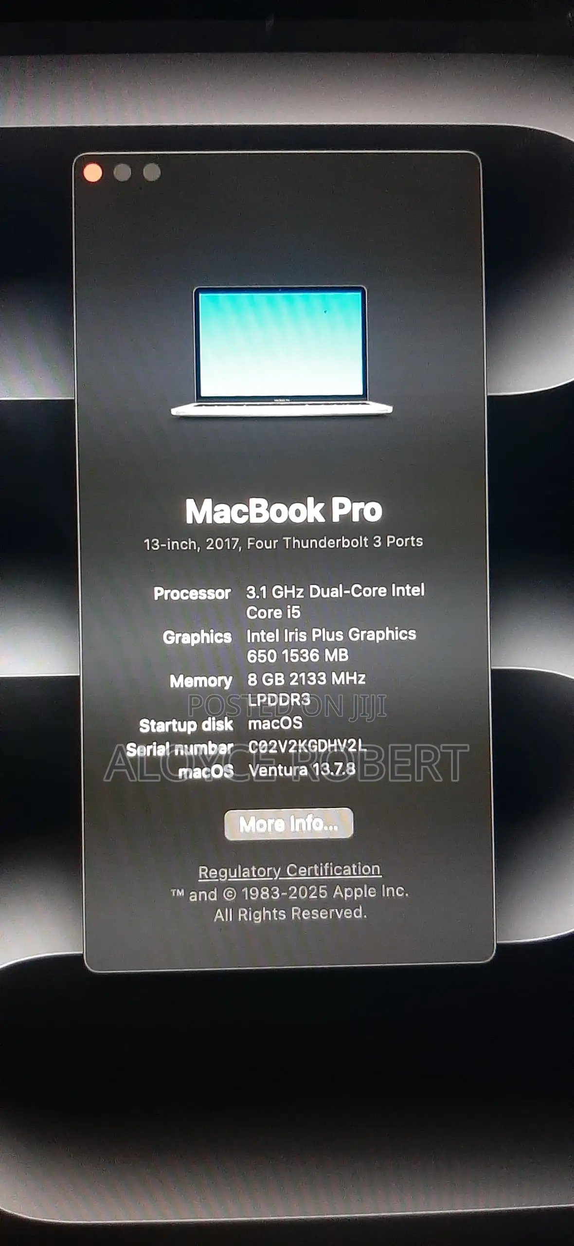 Laptop Apple MacBook Pro 2017 8GB Intel Core i5 HDD+SSD 128GB