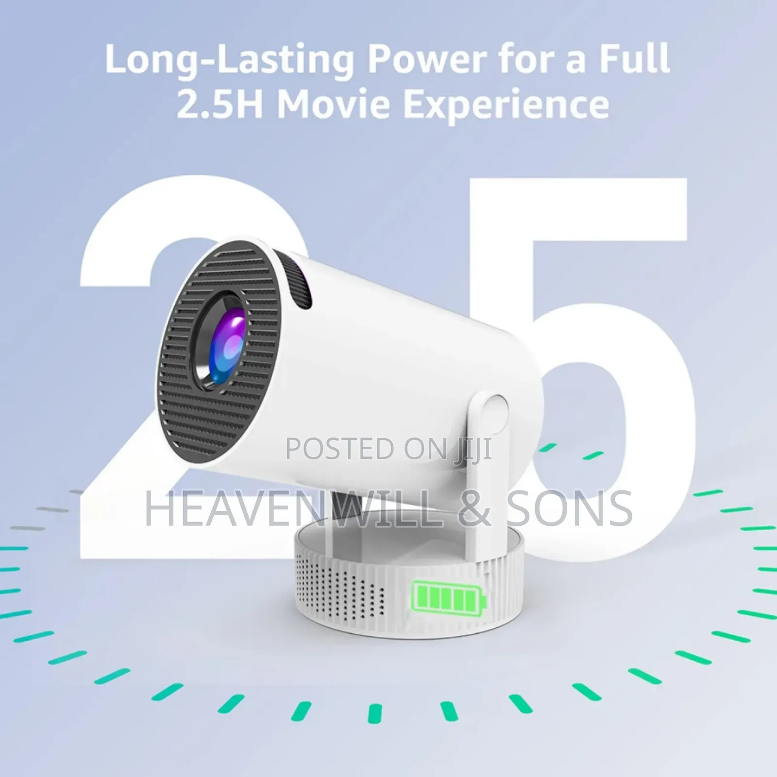 Rechargeable Smart Projector Hy300 Pro+ Android 11 2.5 Hours Battery
