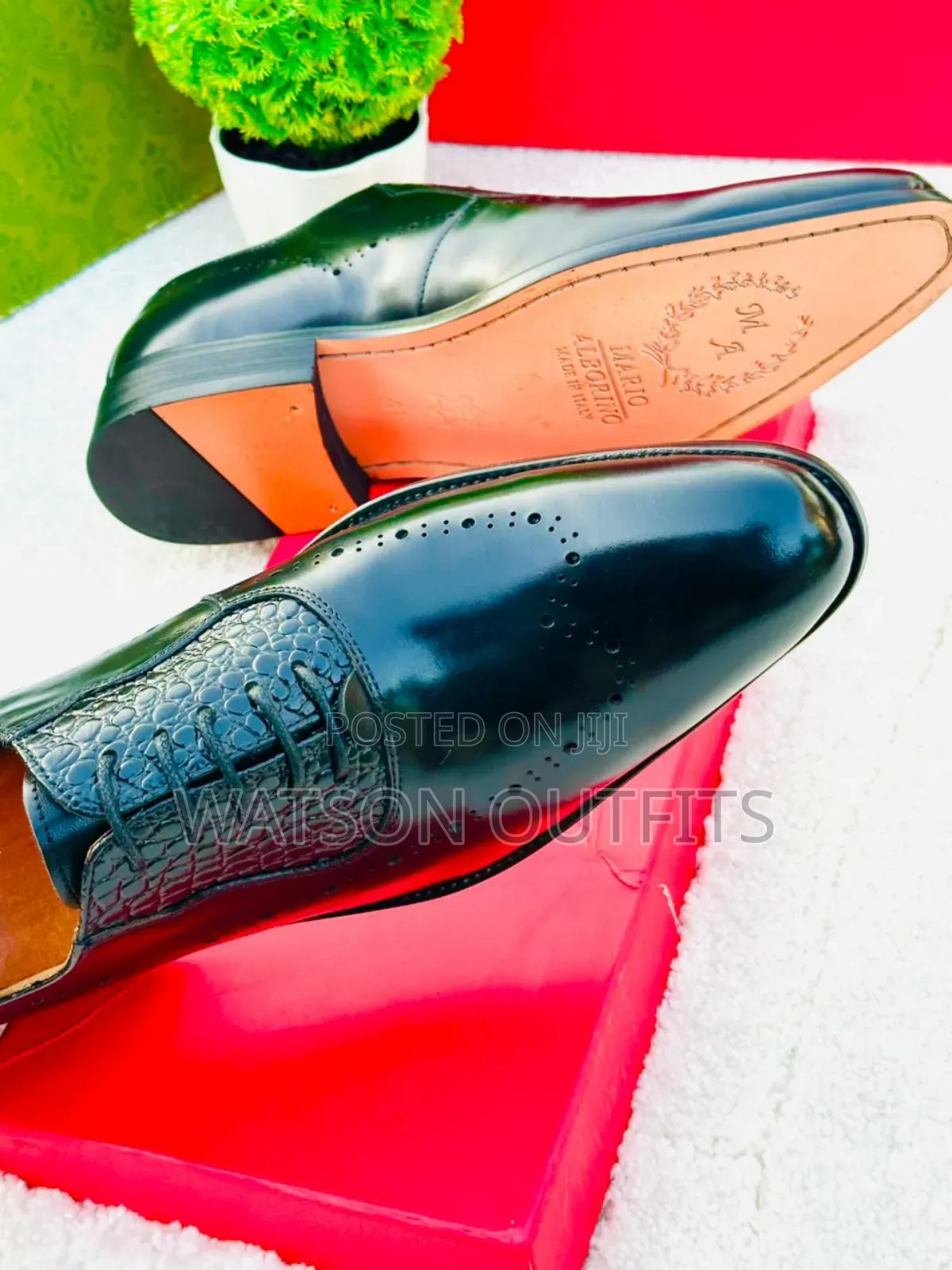 Men's Leather Shoes Mario Alborino Brand New Italy Made
