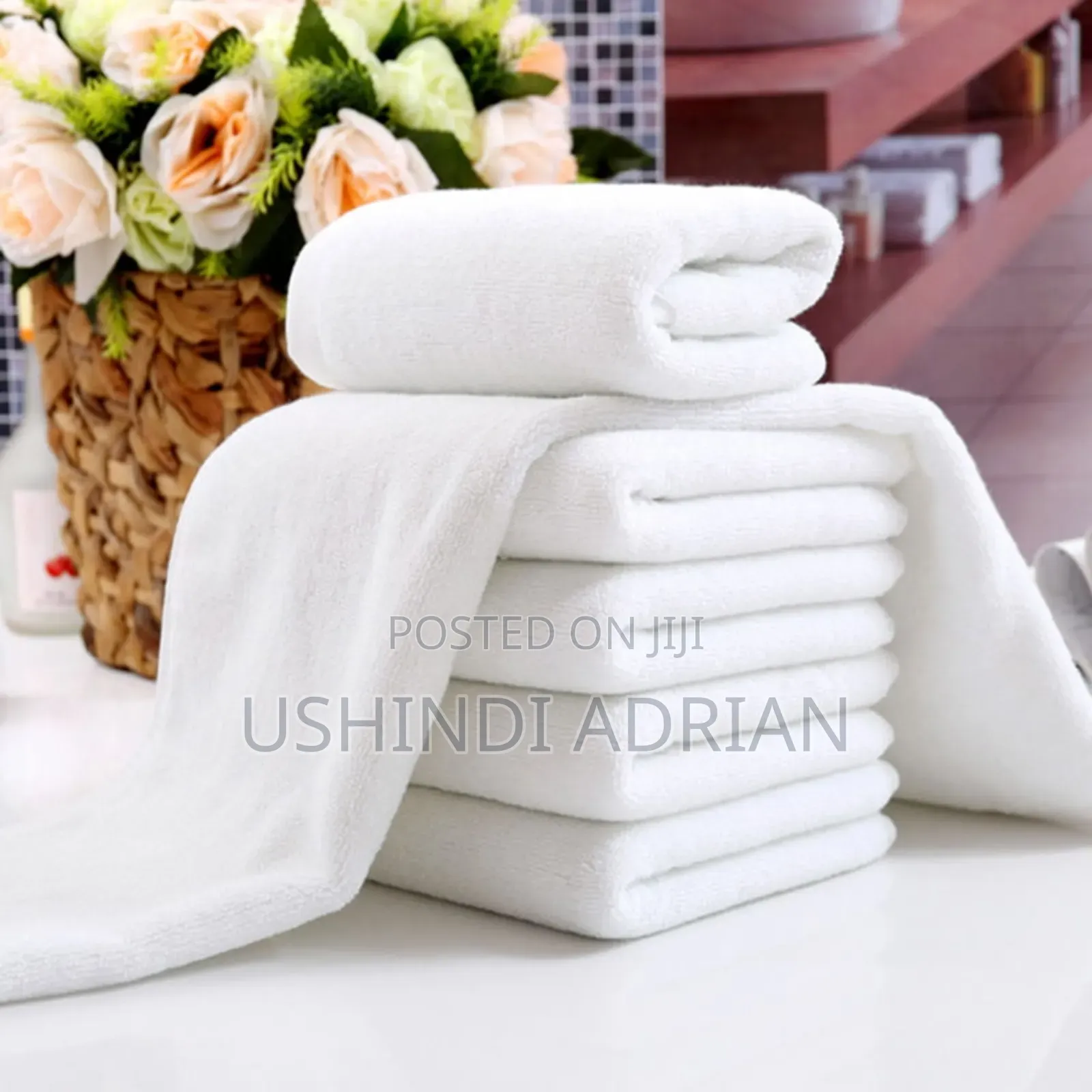 Taulo Nyeupe–Nzuri Na Imara Size: 60×120 Cm Bei: TSH 50,000