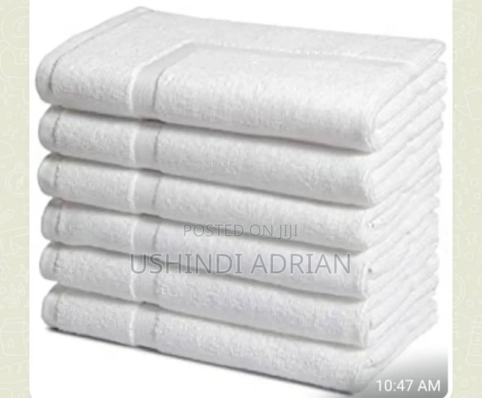 Taulo Nyeupe–Nzuri Na Imara Size: 60×120 Cm Bei: TSH 50,000