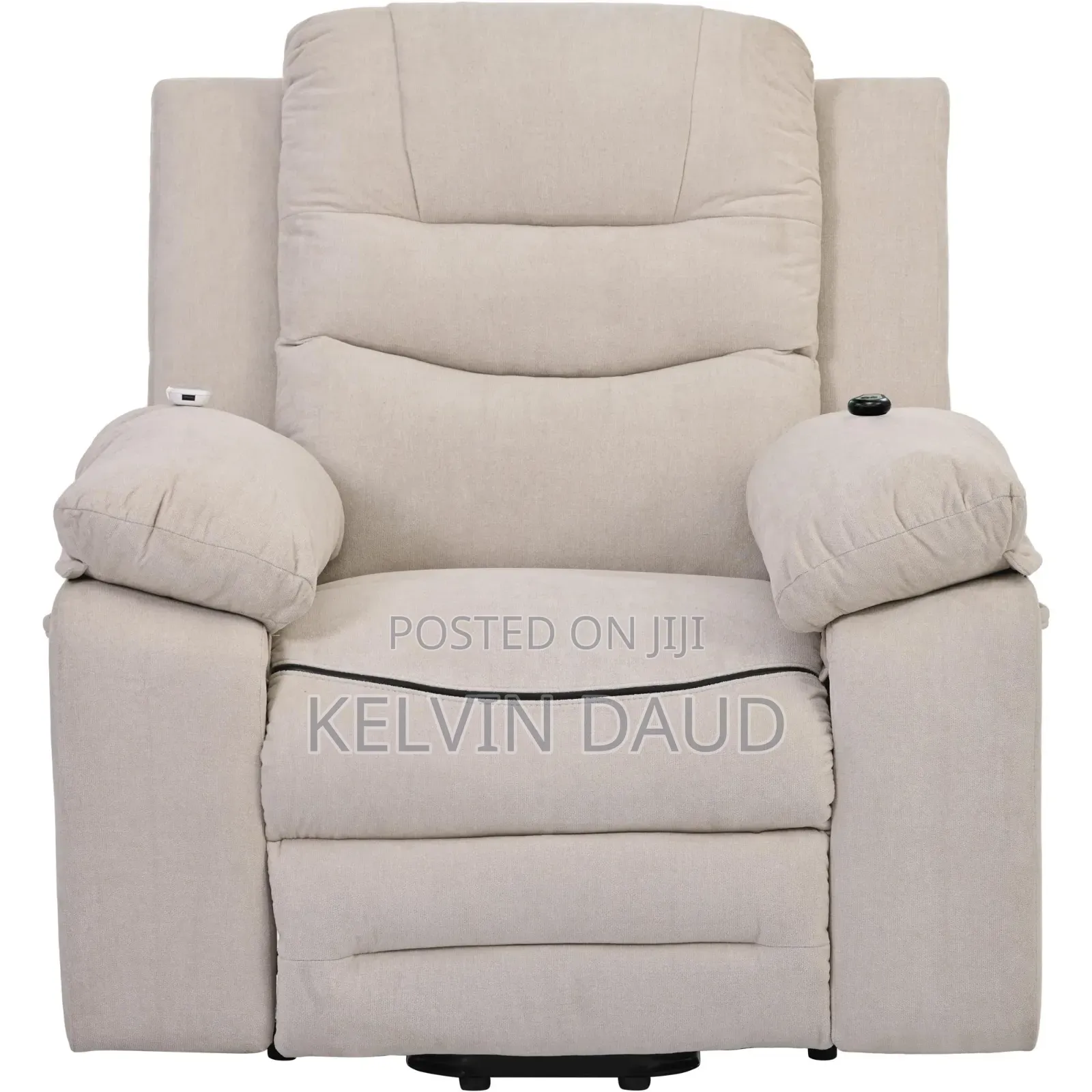 Chenille Fabric Power Lift Recliner Chair.