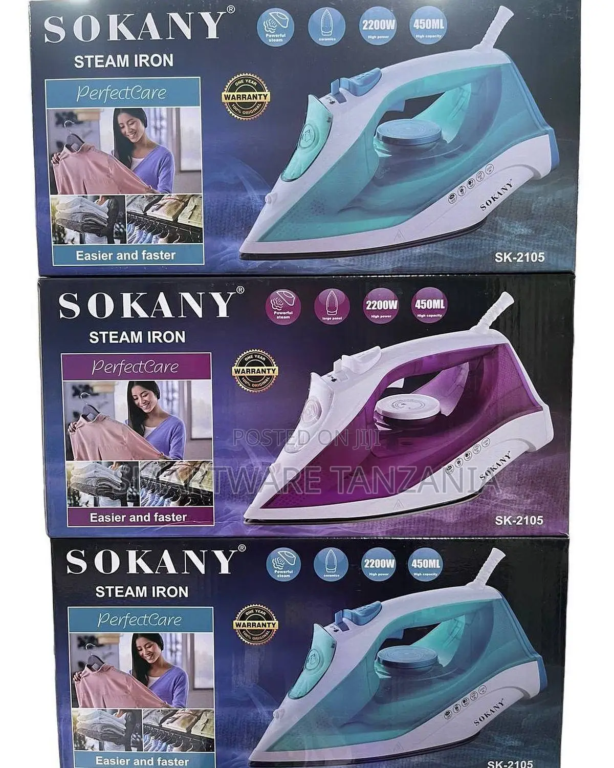 Sokany Sk-2105 Steam Iron 2200w Ceramic 450ml Perfectcare