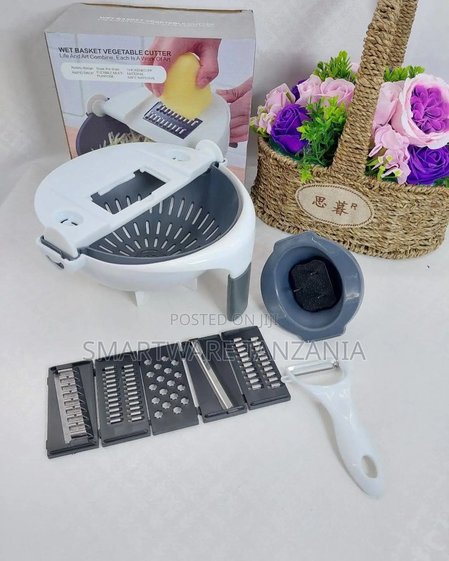Wet Basket Vegetable Cutter Rotary Grater Slicer 7-in-1