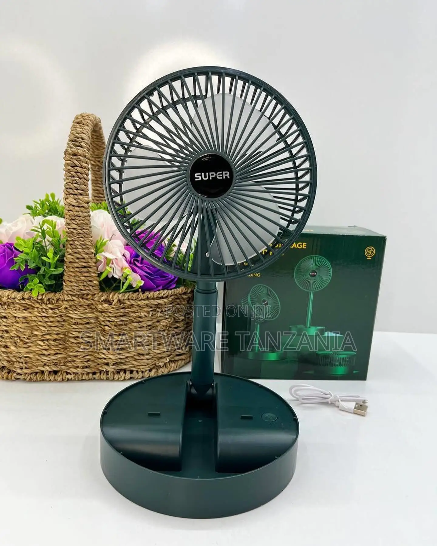 Super Foldable Rechargeable Desktop Fan Usb Charging Green