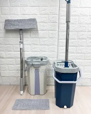 Self-Wringing Flat Mop and Bucket Set Microfiber 2 Colors