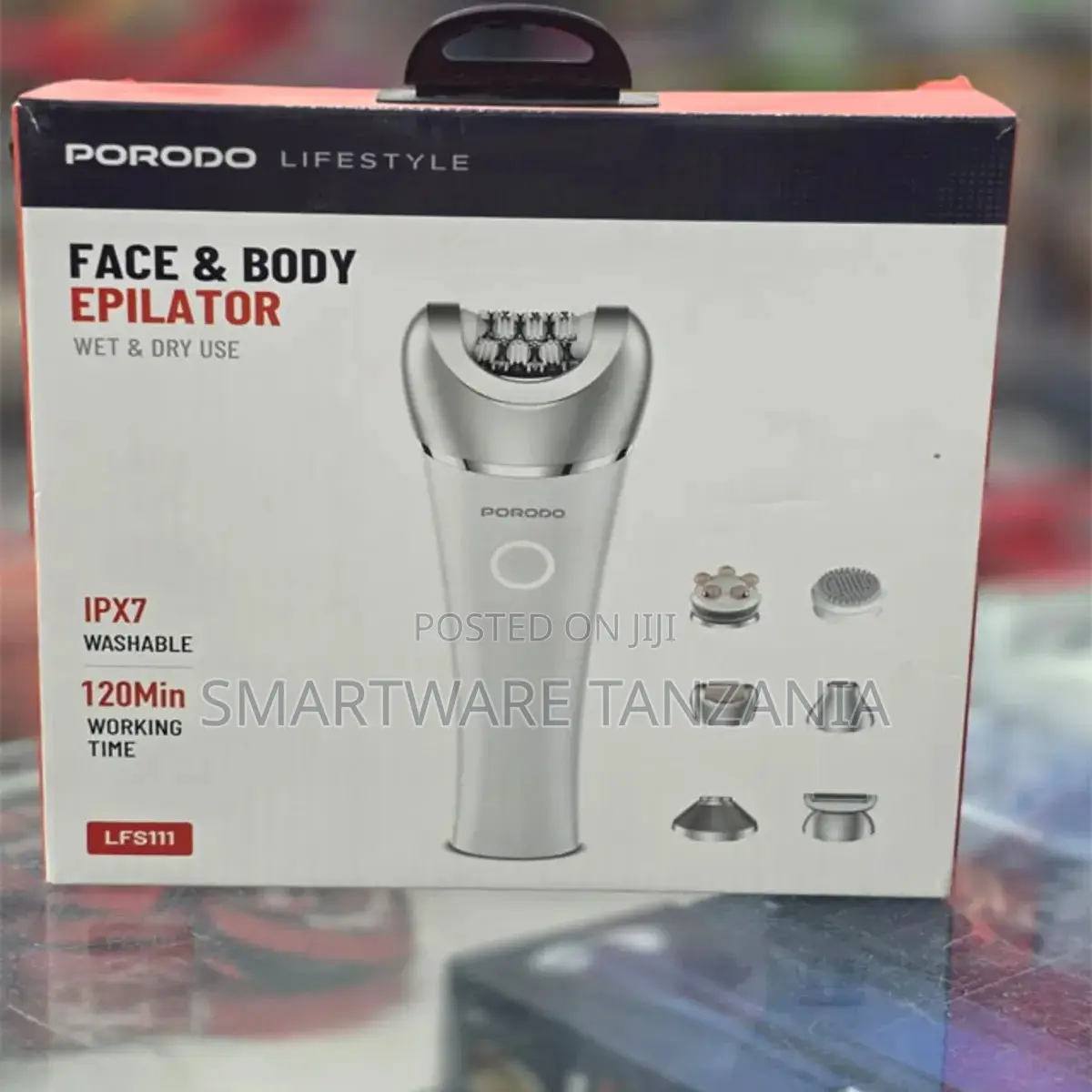 Porodo Ipx7 Face And Body Epilator Wet Dry 120 Min Use