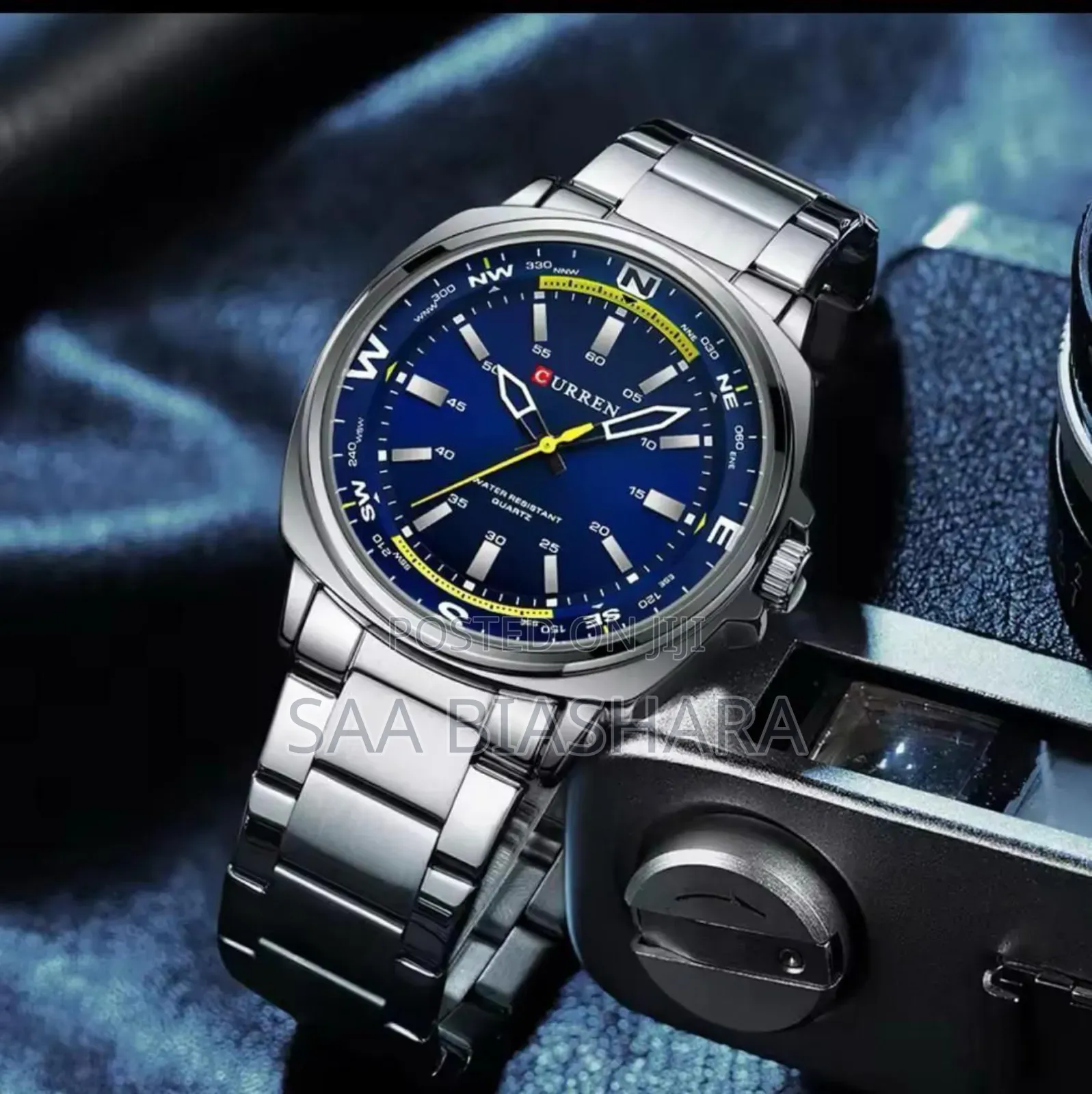 Curren 8455 Mens Fashion Watch Silver and Blue
