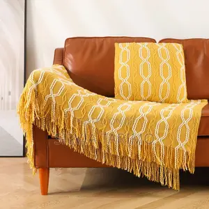 Luxury Sofa Throw Blanket With Matching Cushion – Modern Design