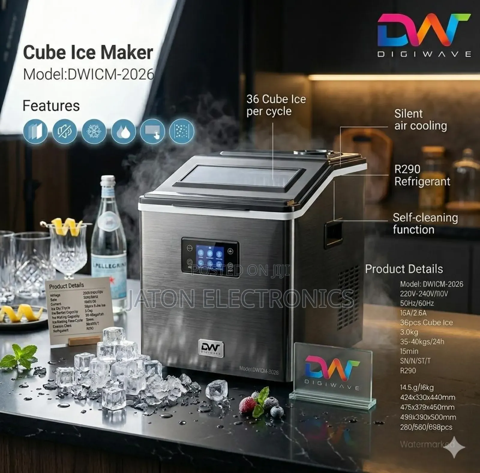 Digiwave Commercial Cube Ice Machine 35-40kg
