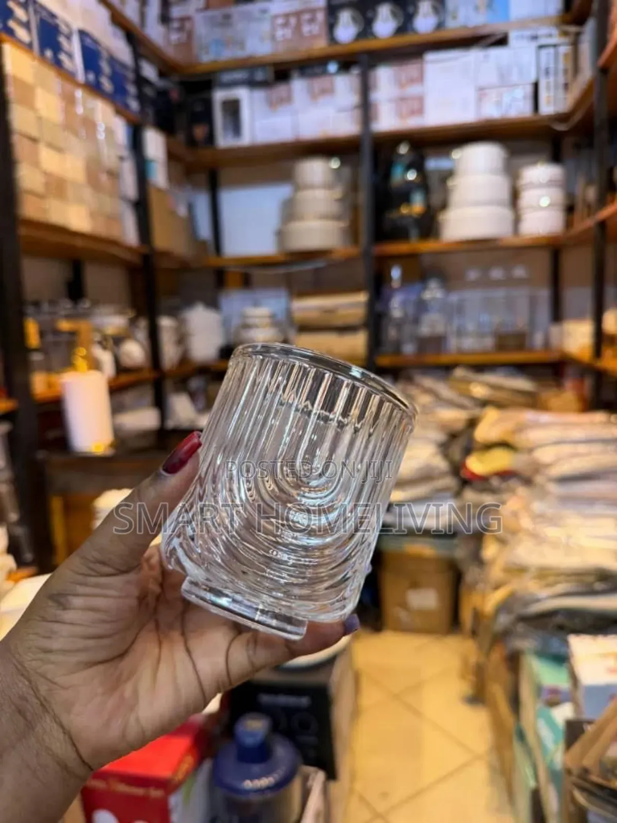 Set Of 6 Ribbed Glass Tumblers