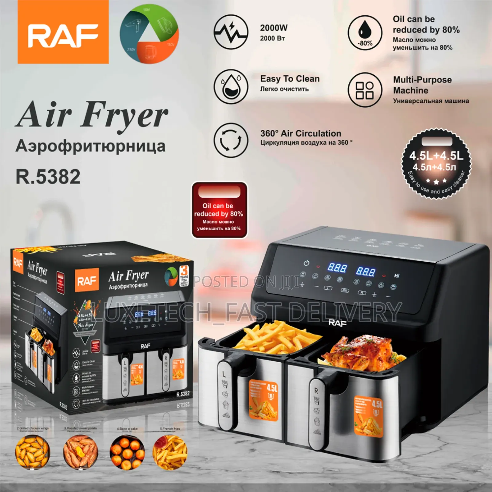 Raf R.5382 Smart Digital Air Fryer 9-Liters