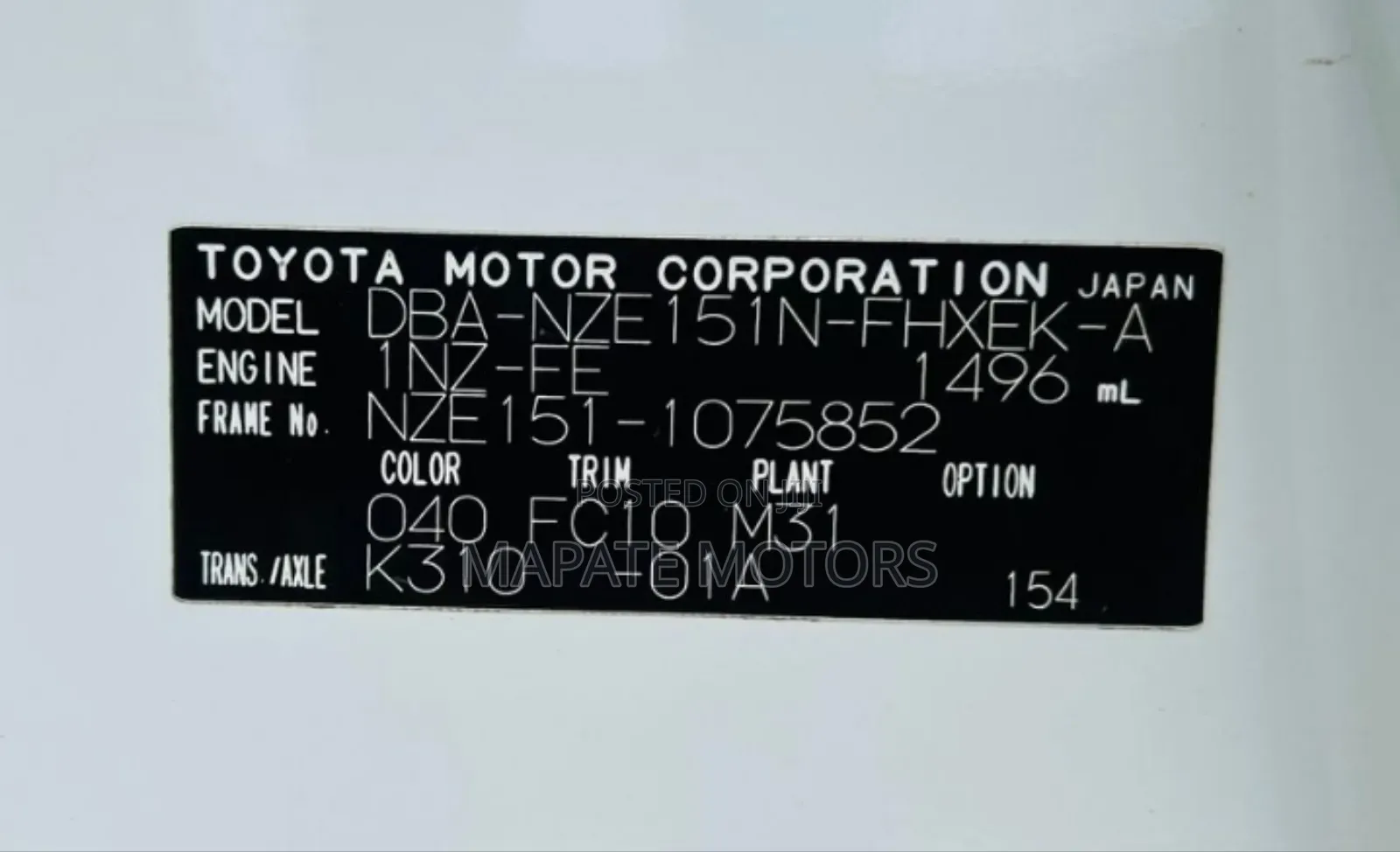 Toyota Corolla Rumion Hatchback 1.5 FWD 2009 White