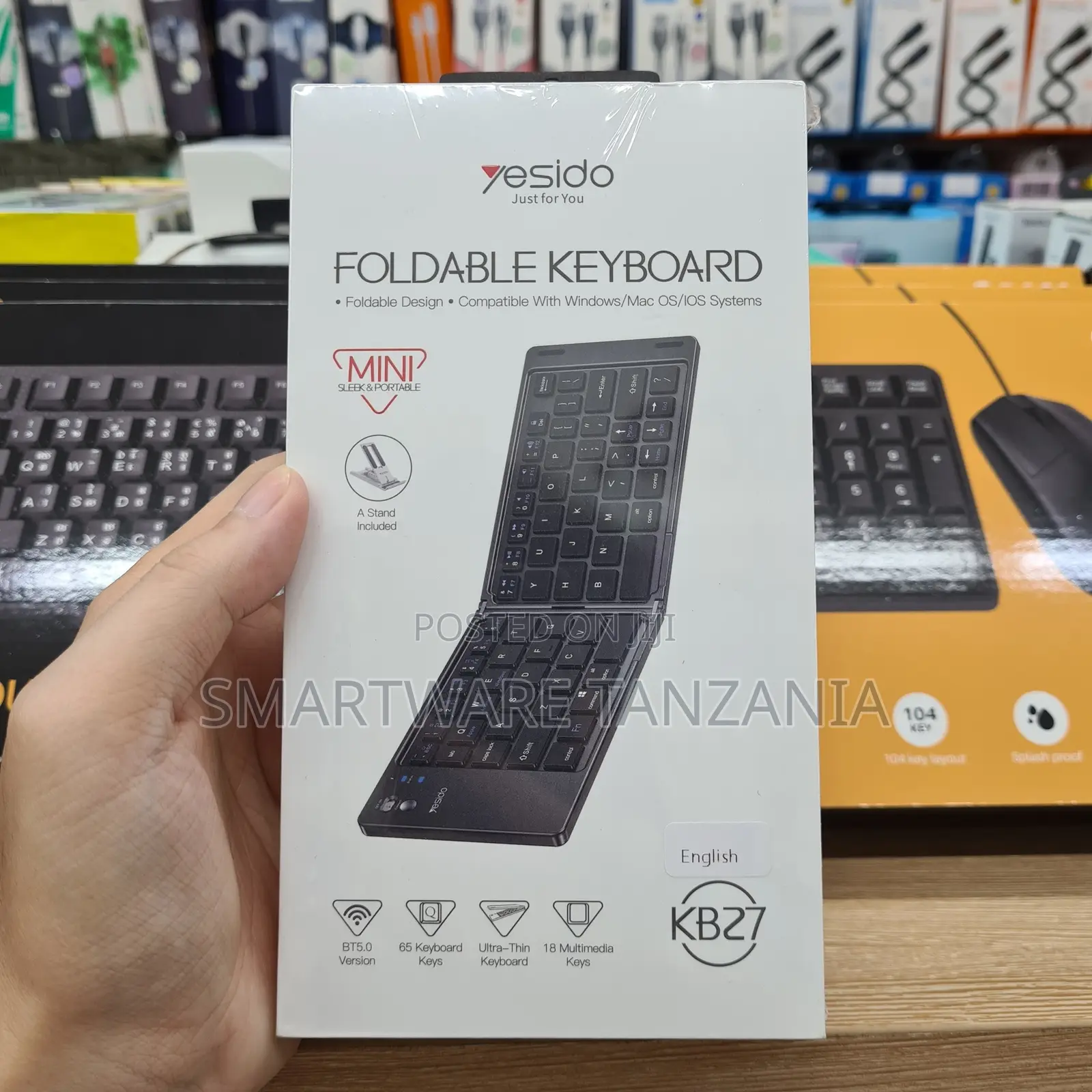 Yesido Kb27 Foldable Bt 5.0 Keyboard 65 Keys Ultra-thin
