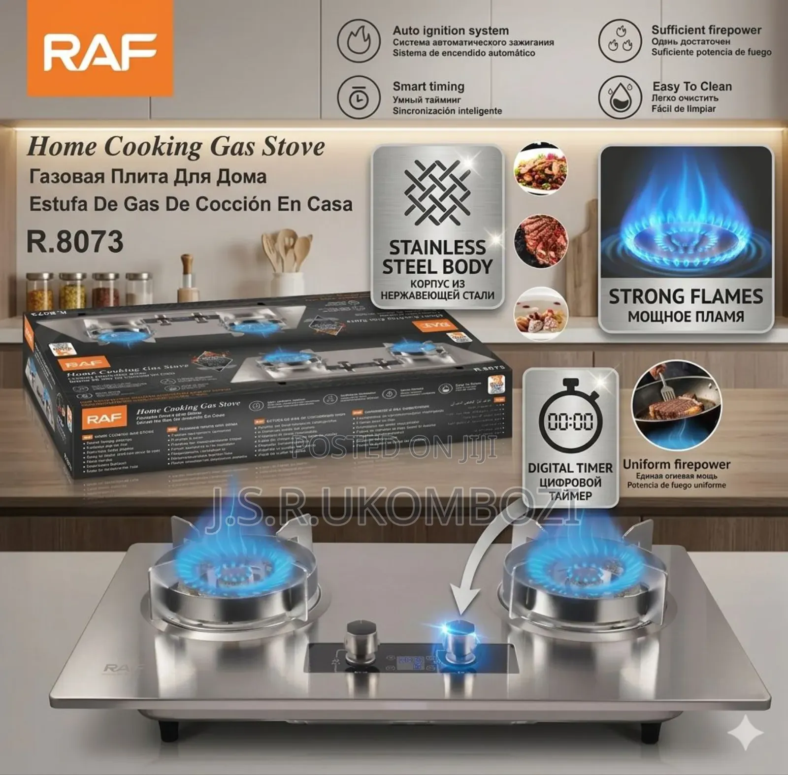 *Raf Steel Body 2 Burner With Timer