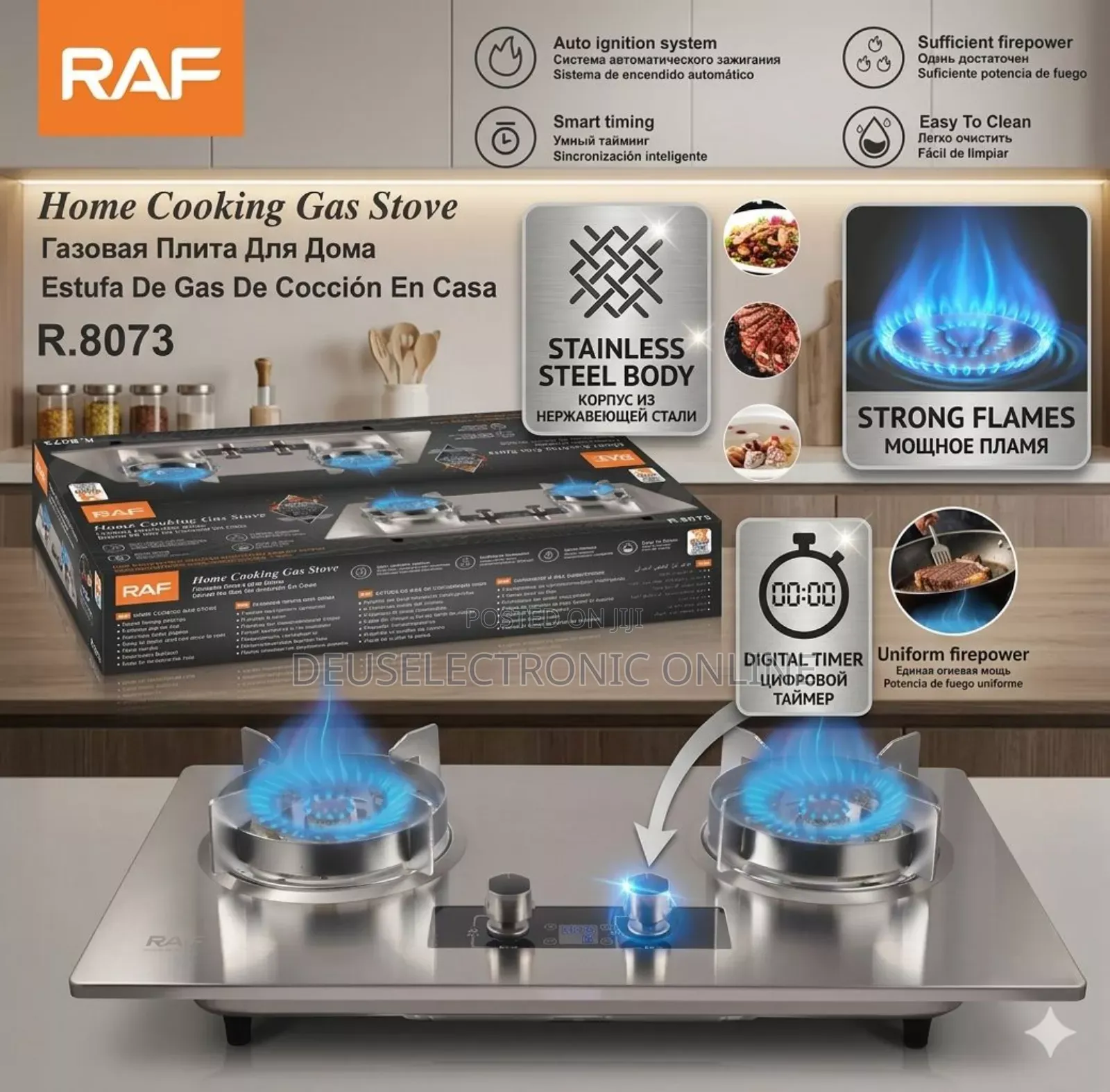 *Cooker Gas Raf 2burner Steel Body