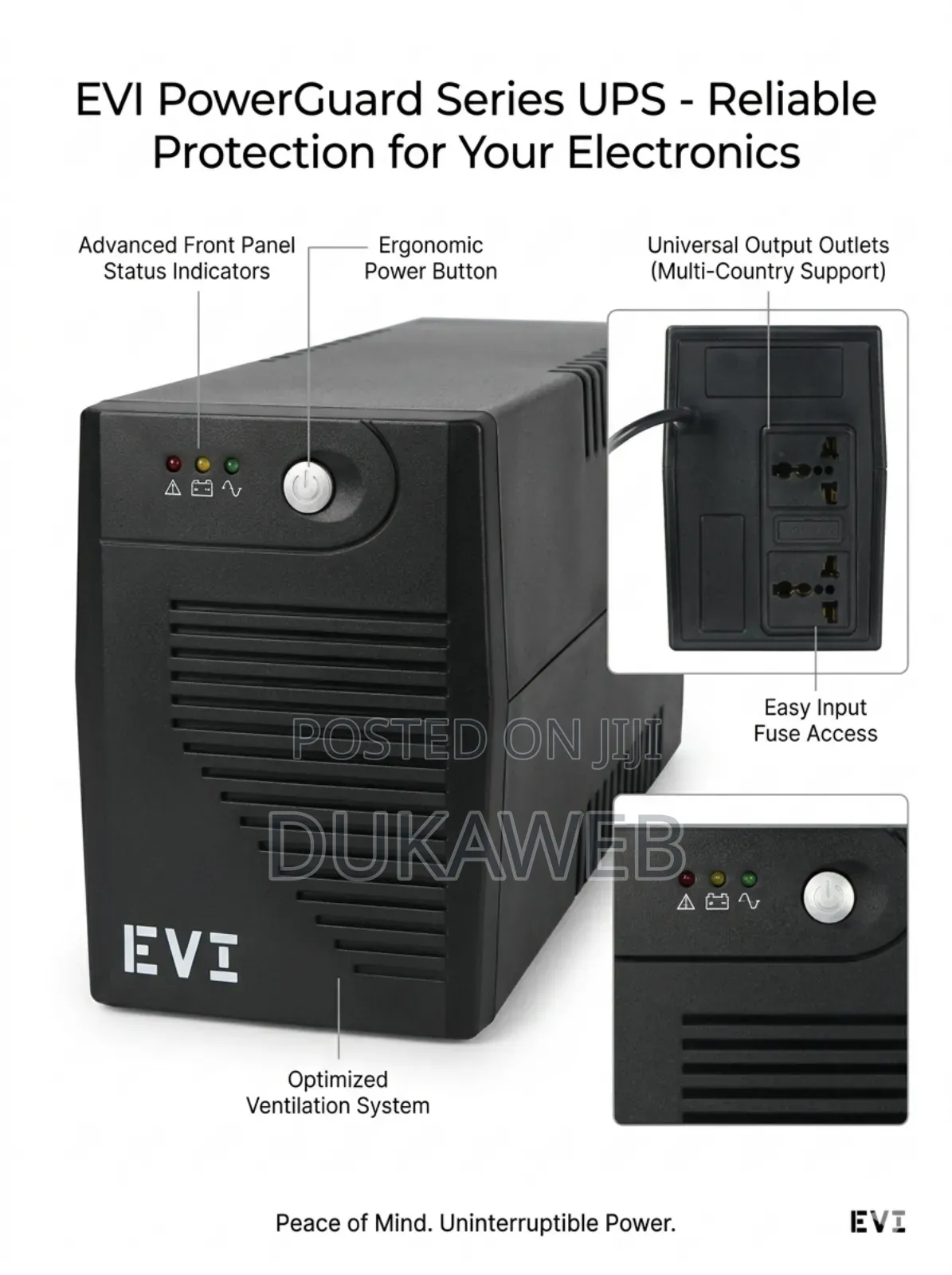 Evi Power 850va Ups – Offline Backup – Eu Plug – Brand New