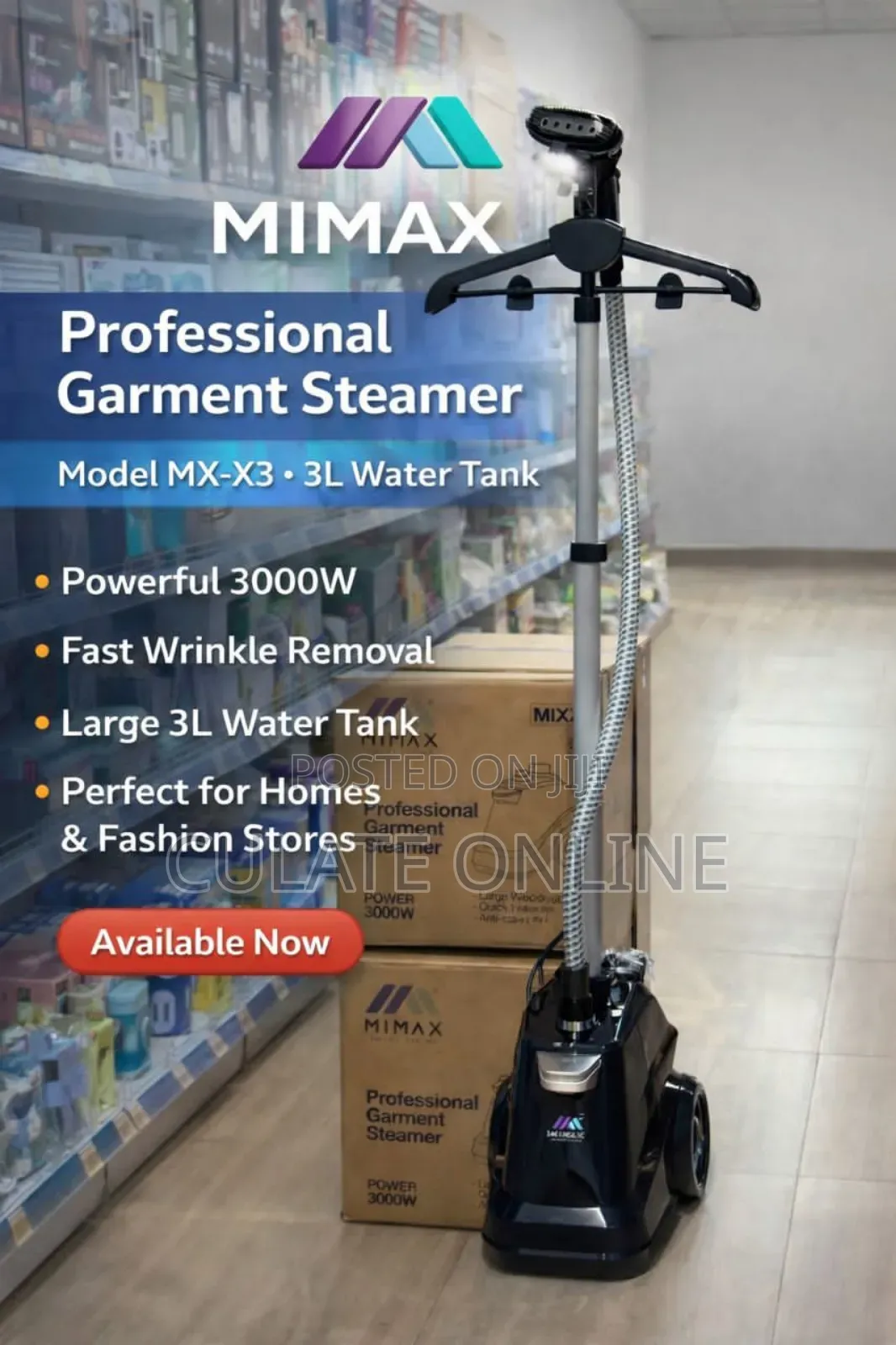 3ltrs Mimax Proffessional Garmet Steamer / Pasi Ya Kusimama