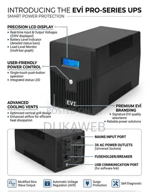 Evi Power 1600va Ups – Offline Backup – Eu Plug – Brand New