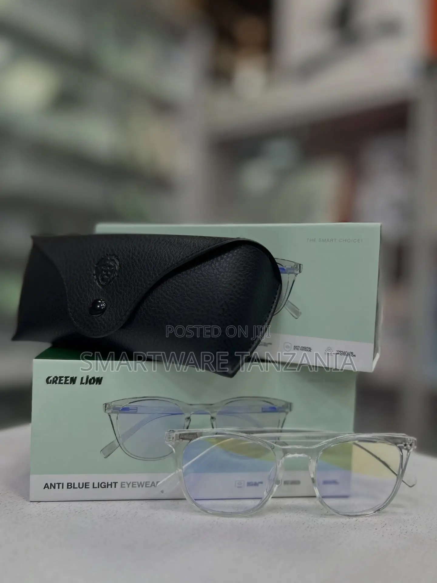 Green Lion Anti Blue Light Computer Eyewear With Leather Case