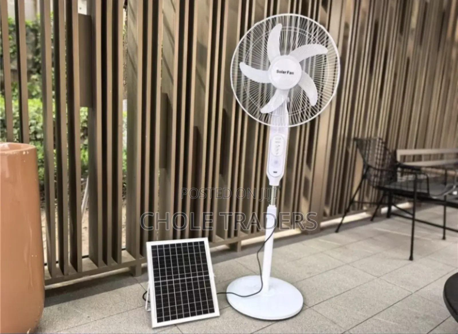 16′′ Solar Fan / Rechargeable Stand Fan With Remote and Bulb
