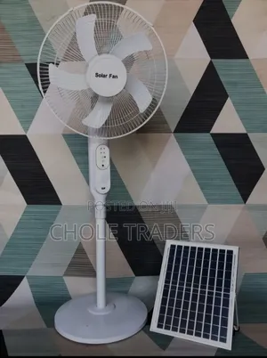 16′′ Solar Fan / Rechargeable Stand Fan With Remote and Bulb
