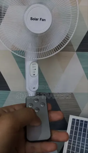 16′′ Solar Fan / Rechargeable Stand Fan With Remote and Bulb
