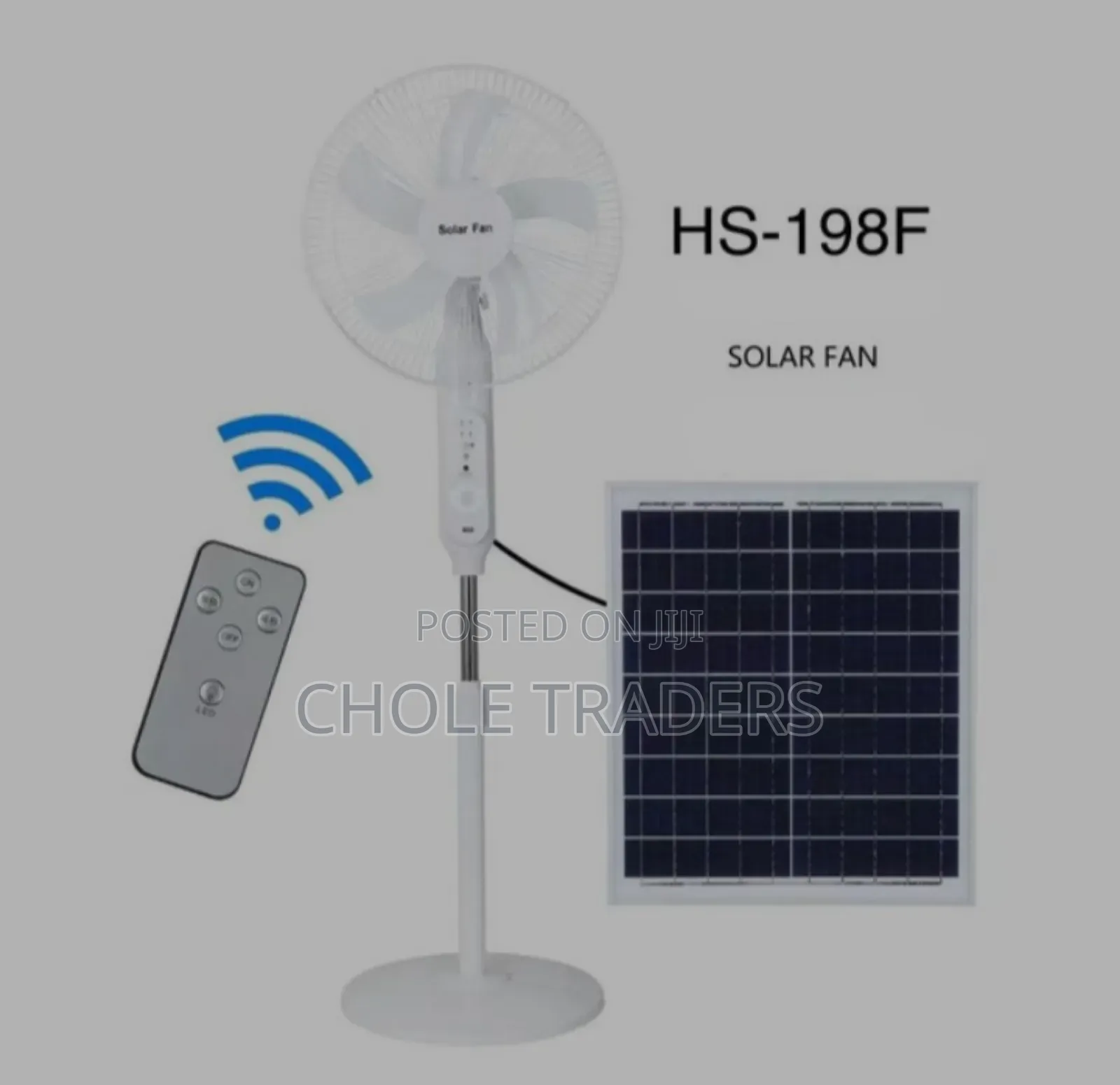 16′′ Solar Fan / Rechargeable Stand Fan With Remote and Bulb